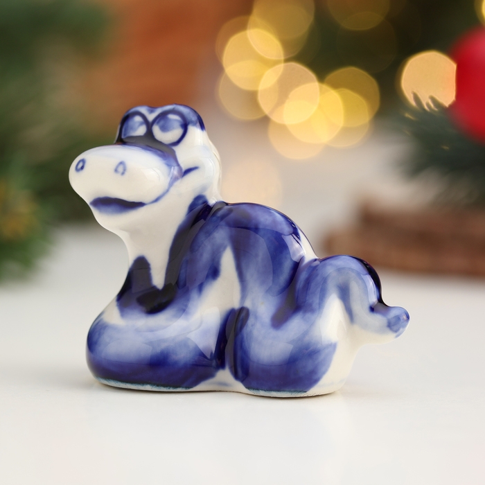 Новый год. Сувенир символ года Новый год. Сувенир символ года "Змей Ваня", гжель, 4 см