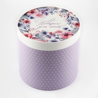 Набор шляпных коробок 4 в 1 &laquo;Акварельные цветы&raquo;, 12 х 12 - 20 х 20 см