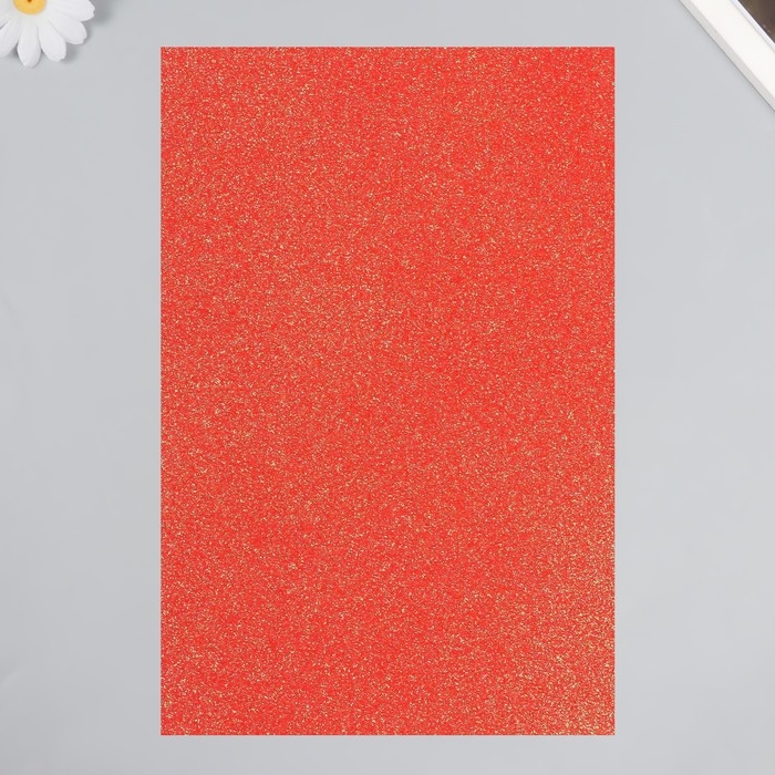 Фоамиран "Красный апельсин блеск" 2 мм формат А4 набор 5 листов