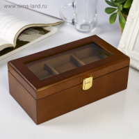 Шкатулка дерево 2 отделения под часы и бижутерию "Стиль" коричневая 10,5х7х19,2 см Шкатулка дерево 2 отделения под часы и бижутерию "Стиль" коричневая 10,5х7х19,2 см