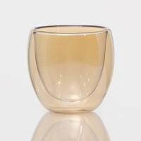 Стакан стеклянный с двойными стенками &laquo;Дуо&raquo;, 250 мл, цвет золото