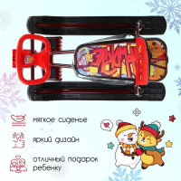 Снегокат &laquo;Тимка спорт 4-1 Граффити&raquo;, ТС4-1/GR, со спинкой и ремнём безопасности, цвет чёрный/бордовый/красный