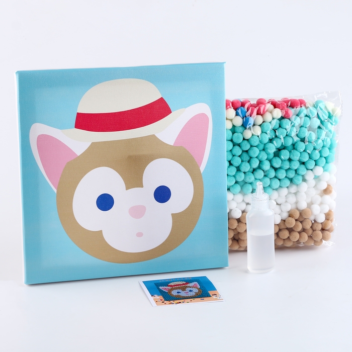 Аппликация помпошками &laquo;Кошечка&raquo;, размер &mdash; 20 &times; 20 см, клей 30 мл