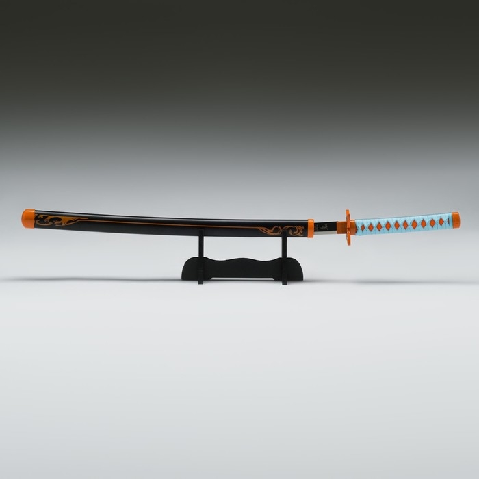 Сувенирное оружие Сувенирное оружие "Катана Нобу" 75 см, клинок 48 см, рукоять голубая, на подставке