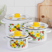 Набор кастрюль &laquo;Земляника&raquo;, 3 предмета: 1,5 л, 2,9 л, 4,5 л, индукция