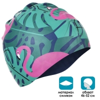 Шапочка для плавания детская ONLITOP &laquo;Фламинго с пальмами&raquo;, силиконовая, обхват 46-52 см
