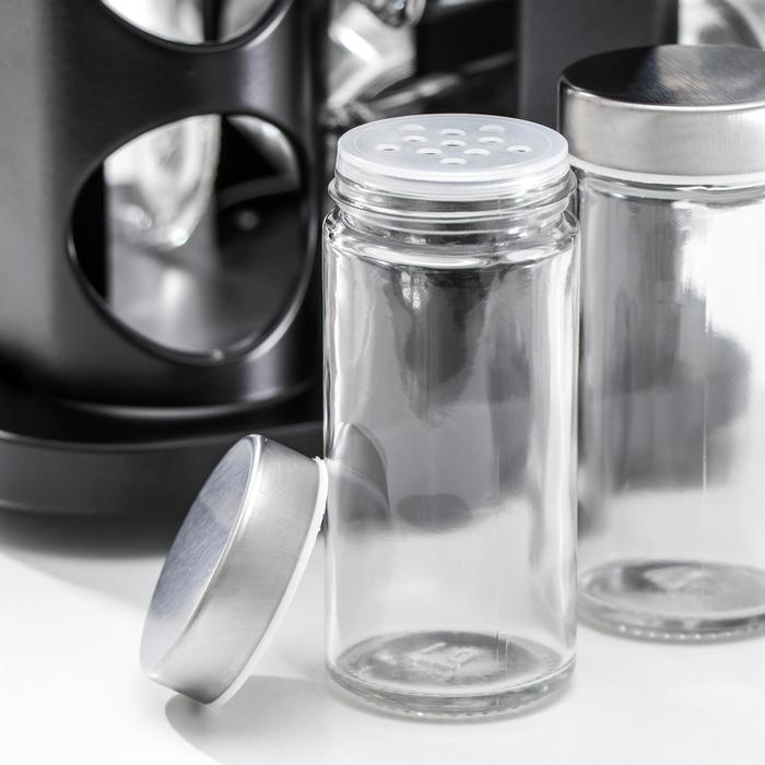 Набор для специй из стекла на подставке &laquo;Шеф&raquo;, 90 мл, квадратная, 16 шт