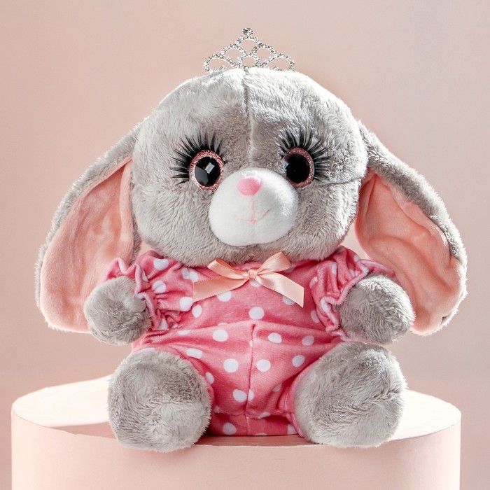Мягкая игрушка &laquo;Зайка Ла-Пу-Ля в камбинизоне с короной&raquo;, цвет серый, 20см