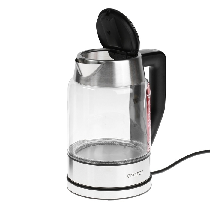 Чайник электрический ENERGY E-207Т, стекло, 1.7 л, 2200 Вт, серо-чёрный Чайник электрический ENERGY E-207Т, стекло, 1.7 л, 2200 Вт, серо-чёрный