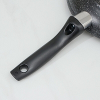 Сковорода Доляна &laquo;Элит&raquo;, d=24 см, литой алюминий, стеклянная крышка, антипригарное покрытие, цвет серый