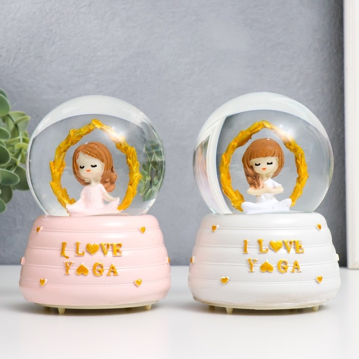 Сувенир полистоун водяной шар свет, музыка Сувенир полистоун водяной шар свет, музыка "Девочка занимается йогой" МИКС 12х8х8 см