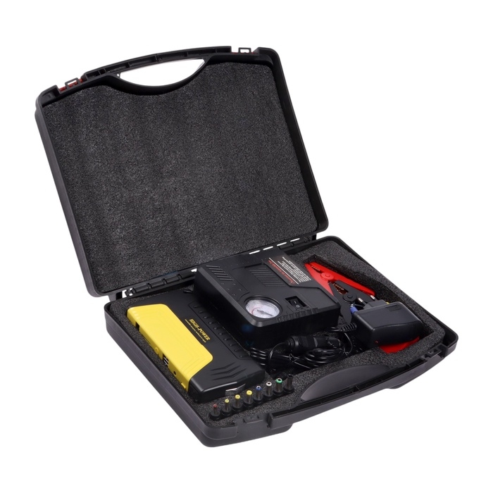 Пуско-зарядное устройство 5400 мАч, 3 LED, 2USB, DC 12V, компрессор Пуско-зарядное устройство 5400 мАч, 3 LED, 2USB, DC 12V, компрессор