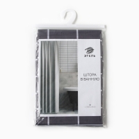 Штора для ванной Этель "Клетка", цв. серый, 180х180 см, полиэстер Штора для ванной Этель "Клетка", цв. серый, 180х180 см, полиэстер