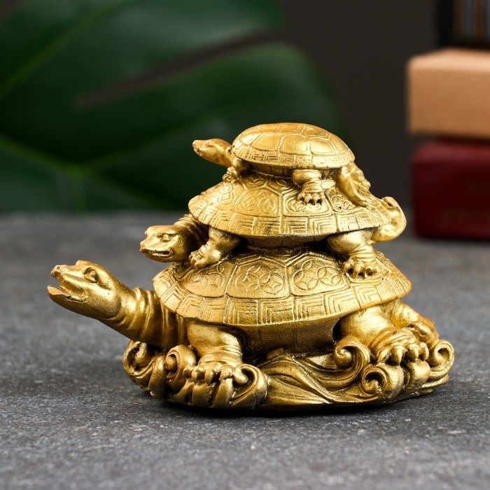 Фигура Фигура "Три черепахи" старое золото, 8х11х7см