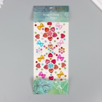 Наклейка пластик стразы "Розочки и бантики" МИКС 25х10 см