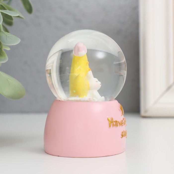 Сувенир полистоун водяной шар свет Сувенир полистоун водяной шар свет "Зайчик на месяце" МИКС 4х4х6,7 см