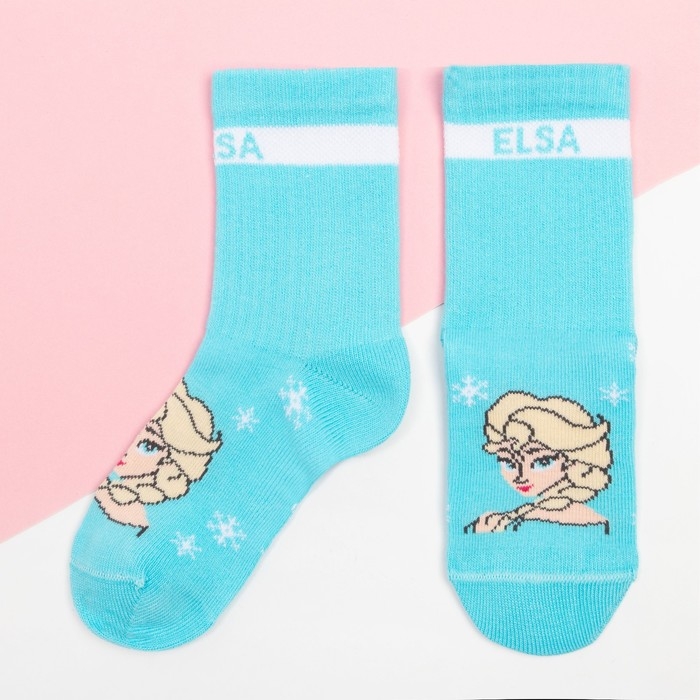 Набор носков «Холодное сердце», 2 пары, цвет розовый/голубой, 14-16 см Набор носков «Холодное сердце», 2 пары, цвет розовый/голубой, 14-16 см