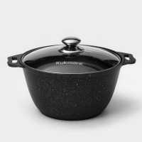 Набор кухонной посуды «Мраморная №3», 6 предметов, крышка, съёмная ручка, антипригарное покрытие, цвет тёмный мрамор Набор кухонной посуды «Мраморная №3», 6 предметов, крышка, съёмная ручка, антипригарное покрытие, цвет тёмный мрамор