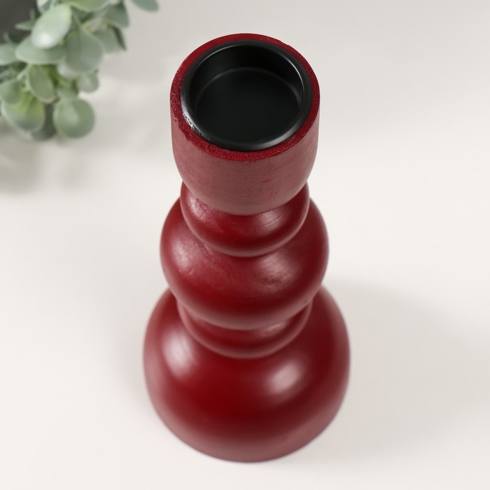 Подсвечник дерево на 1 свечу Подсвечник дерево на 1 свечу "Эллипсы" бордо 9,8х9,8х24 см