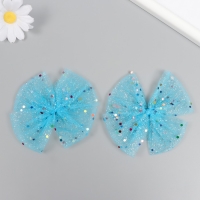 Декор для творчества "Бант из Фатина" голубой, 9 см (набор 2 шт) Декор для творчества "Бант из Фатина" голубой, 9 см (набор 2 шт)