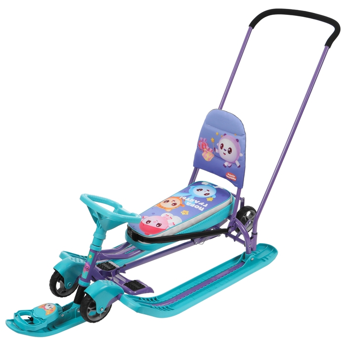 Снегокат с колёсами «Тимка спорт 6 Малышарики», ТС6/МШ1, с родительской ручкой, со спинкой и ремнём безопасности Снегокат с колёсами «Тимка спорт 6 Малышарики», ТС6/МШ1, с родительской ручкой, со спинкой и ремнём безопасности
