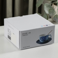 Чайная пара керамическая с ложкой &laquo;Ариэль&raquo;, 2 предмета: чашка 250 мл, блюдце