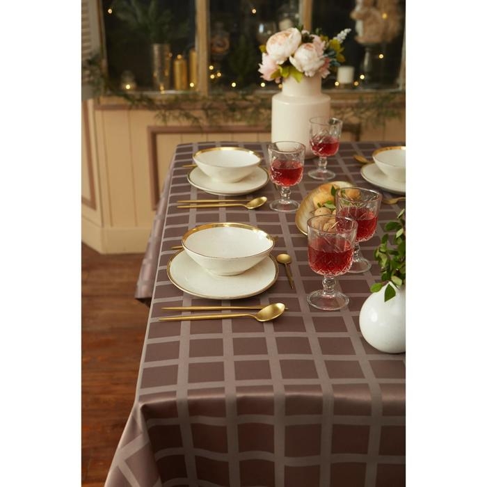 Скатерть "Этель" Geometry 150*220 +/-3см, цв.кофейный, пл. 192 г/м2, хл с ВГМО