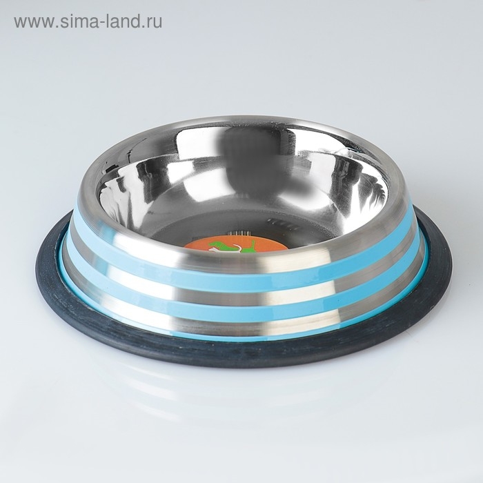 Миска с нескользящим основанием с цветными полосками, 230 мл, голубая Миска с нескользящим основанием с цветными полосками, 230 мл, голубая