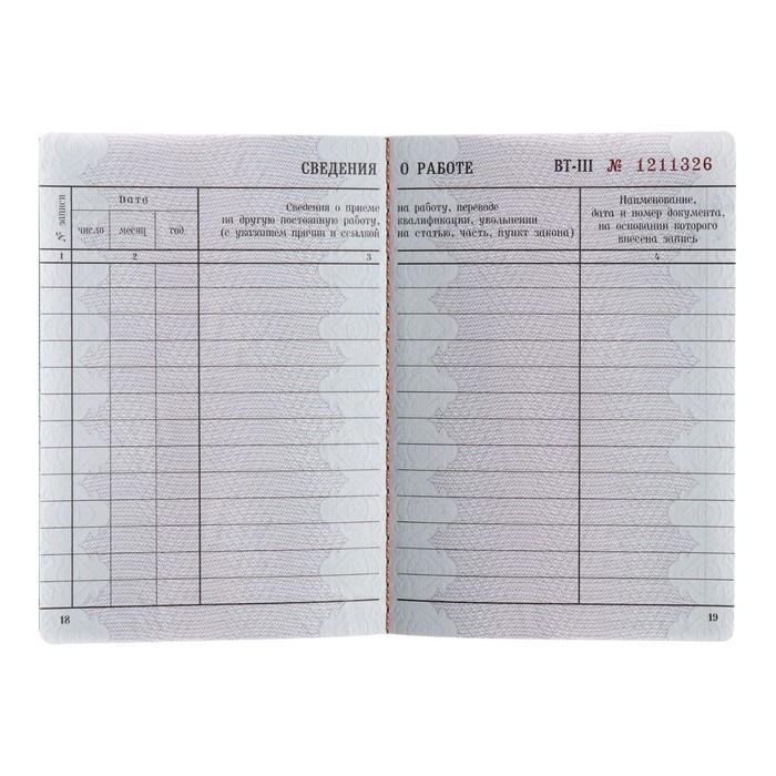 Вкладыш в трудовую книжку без голограммы