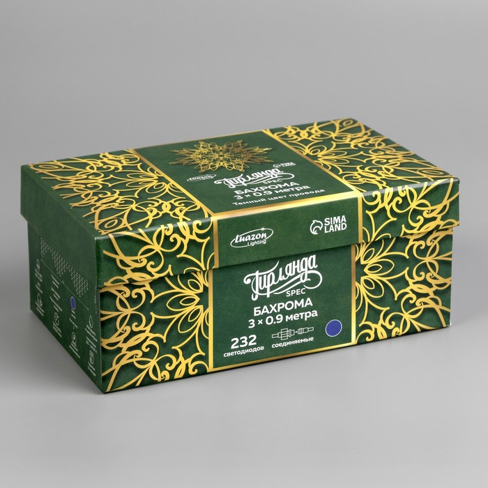 Гирлянда &laquo;Бахрома&raquo; 3 &times; 0.9 м, IP44, УМС, тёмная нить, 232 LED, свечение синее, 220 В