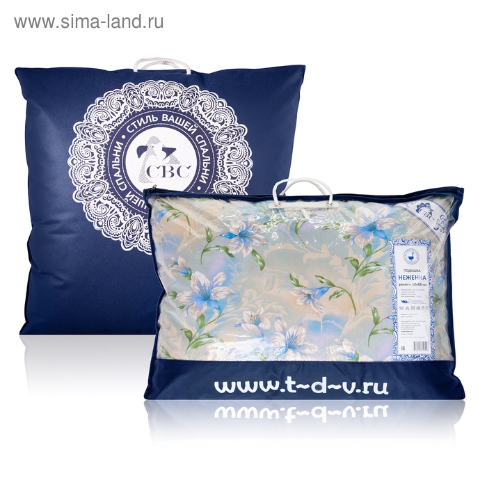 Подушка СВС &laquo;Неженка&raquo;, 68х68 см, пух 40%, перо 60%, тик, хл 100%