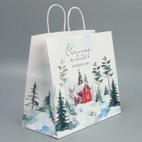 Пакет подарочный новогодний крафтовый &laquo;Сказка&raquo;, 32 х 28 х 15 см, Новый год