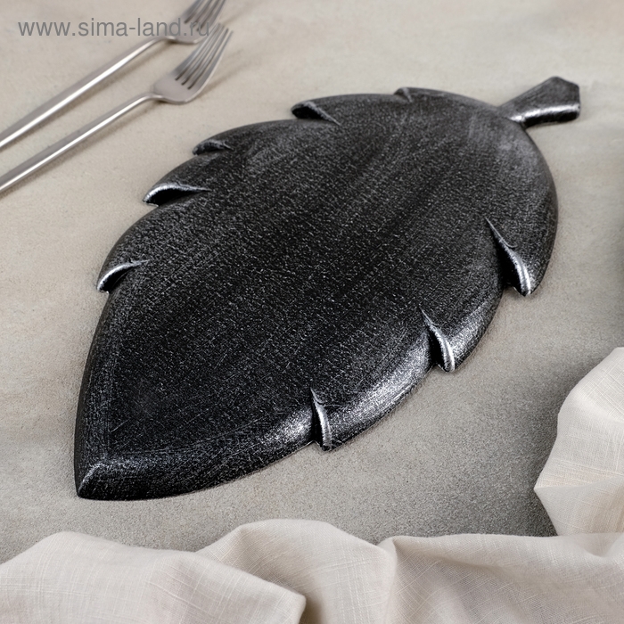 Блюдо для фруктов Доляна &laquo;Винтажный лист&raquo;, 38&times;20,5&times;1,5 см, цвет серый