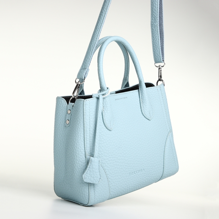 Сумка женская на молнии, TEXTURA, маленький размер, цвет голубой