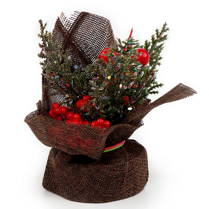 Новогодняя композиция &laquo;Веточки с рябиной и шишками&raquo; 12 &times; 12 &times; 18 см