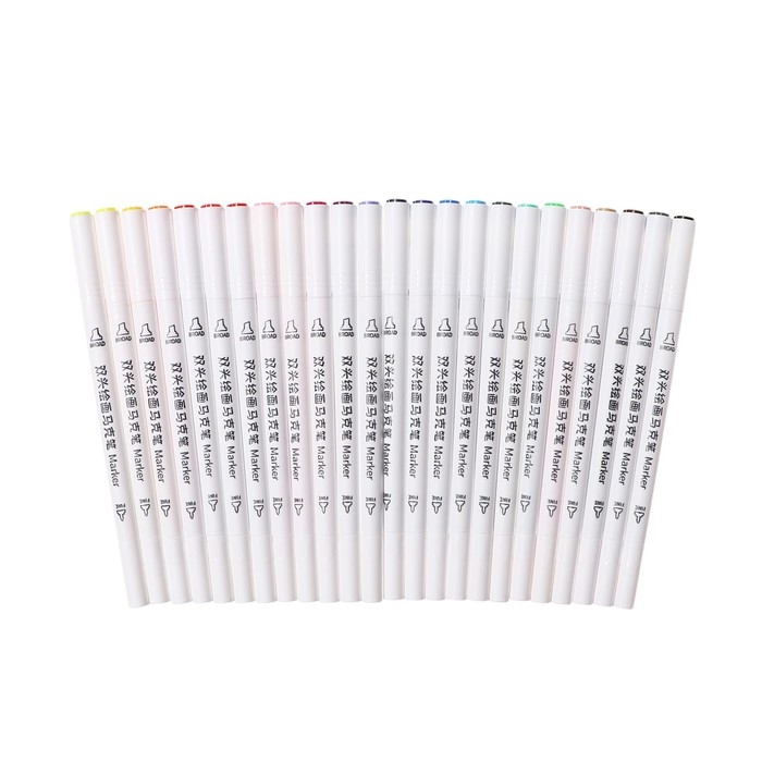 Набор маркеров, 24 цветов, двусторонние, пулевидный и скошенный наконечники