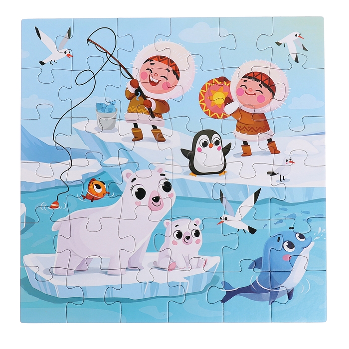 Пазлы 4 в 1 &laquo;Весёлая Арктика&raquo;, 25, 36, 49, 64 элемента