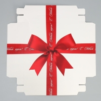 Коробка новогодняя складная &laquo;С Новым годом!&raquo;, бант, 26 х 26 х 8 см, Новый год