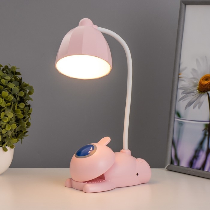 Настольная лампа "Робот" LED 5Вт USB АКБ розовый 11,8х7,8х31 см RISALUX