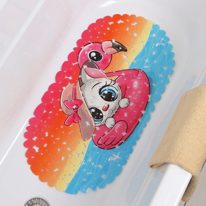 SPA-коврик для ванны на присосках &laquo;Котёнок на круге&raquo;, 36&times;69 см