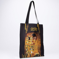 Сумка-шопер &laquo;Поцелуй&raquo;, без молнии, без подкладки, цвет чёрный