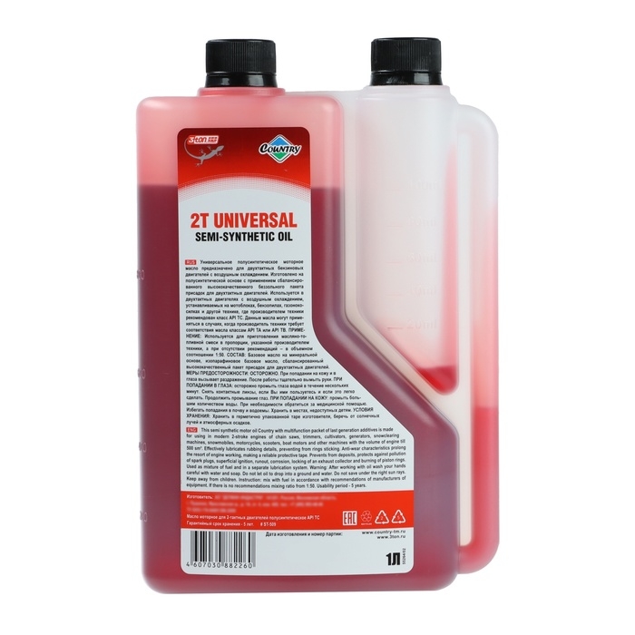Масло двухтактное Country полусинтетическое API ТС, 1 л, с дозатором Масло двухтактное Country полусинтетическое API ТС, 1 л, с дозатором
