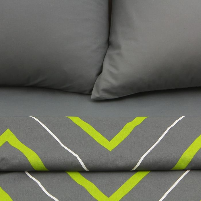 Постельное бельё Этель 1,5 сп &laquo;Зелёно-серые зигзаги&raquo; 143х215см, 150х214см, 70х70см-2 шт