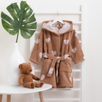 Халат махровый детский Крошка Я «Сердечки» размер 30, цвет мокко, 100% хлопок 360 г/м2 Халат махровый детский Крошка Я «Сердечки» размер 30, цвет мокко, 100% хлопок 360 г/м2