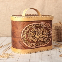 Хлебница &laquo;Розы&raquo;, на 2 булки, 25&times;16&times;20 см, береста