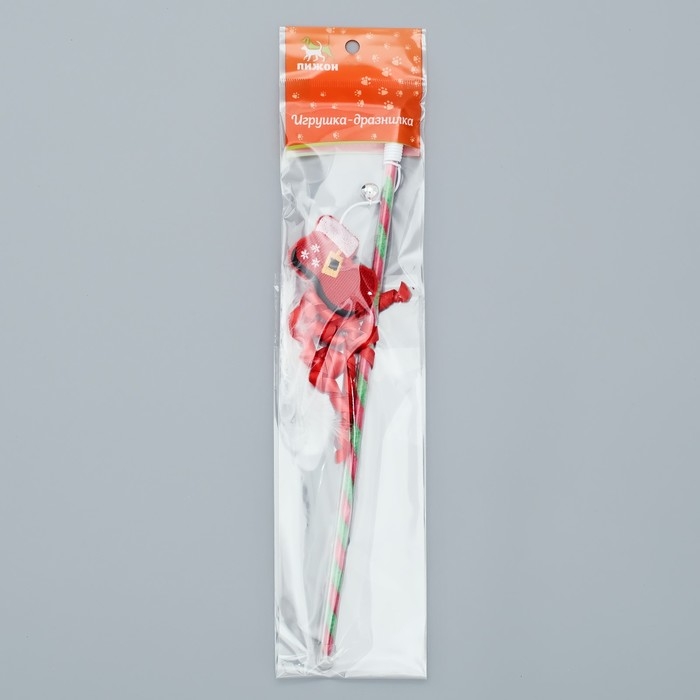 Новый год. Дразнилка-удочка для кошек с бубенчиком Новый год. Дразнилка-удочка для кошек с бубенчиком "Ботинок", 40 см