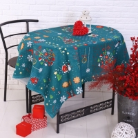 Скатерть новогодняя рогожка DomoVita «Волшебные истории», размер 150х180 см, цвет зелёный, 100% хлопок, 170 г/м² Скатерть новогодняя рогожка DomoVita «Волшебные истории», размер 150х180 см, цвет зелёный, 100% хлопок, 170 г/м²