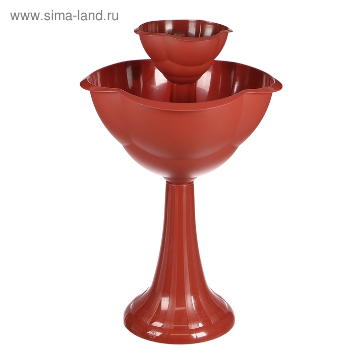 Клумба пластиковая, 2 яруса, d = 25–55 см, h = 87 см, на высокой ножке, коричневая Клумба пластиковая, 2 яруса, d = 25–55 см, h = 87 см, на высокой ножке, коричневая