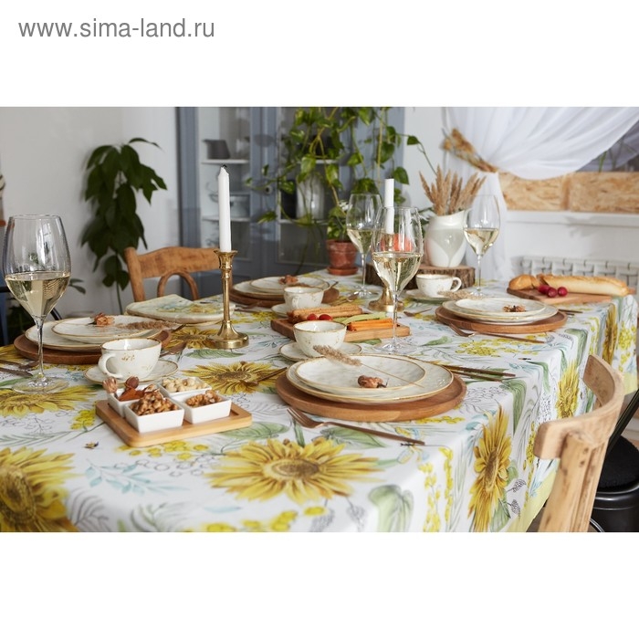 Скатерть "Этель" Солнечные цветы 220х147 см, 100% хлопок, саржа 190 г/м2