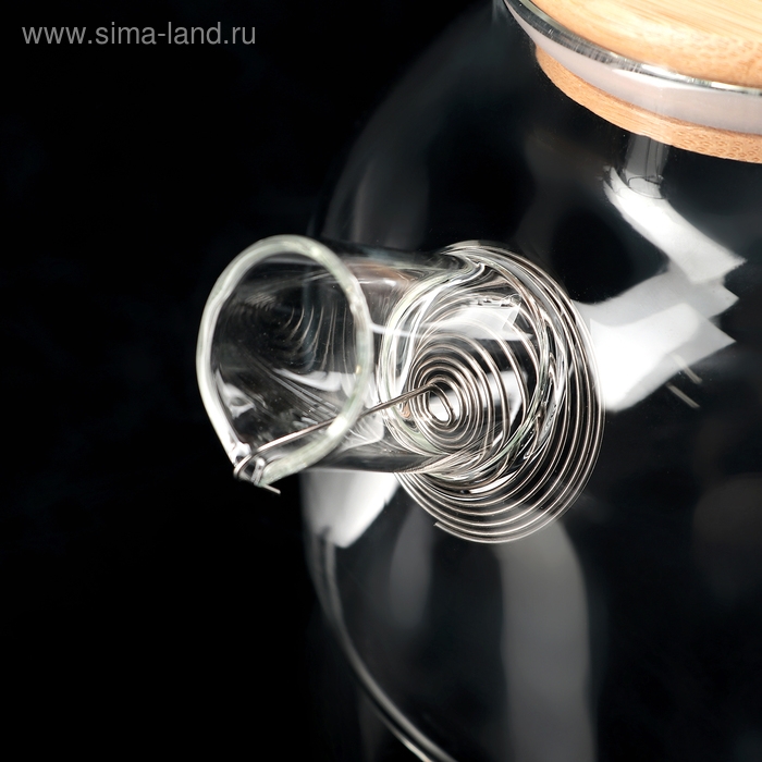 Чайный набор на деревянной подставке &laquo;Эко&raquo;, 7 предметов: чайник стеклянный с ситом 900 мл, кружки 6 шт, 100 мл